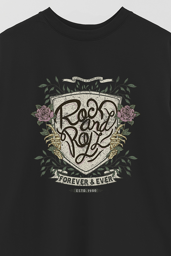 REMERA OVER ESTAMPADA ROCK N ROLL 5