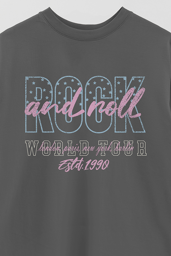 REMERA OVER ESTAMPADA ROCK N ROLL 3