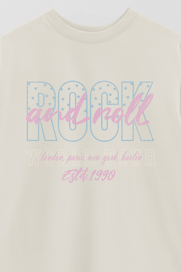 REMERA OVER ESTAMPADA ROCK N ROLL 3