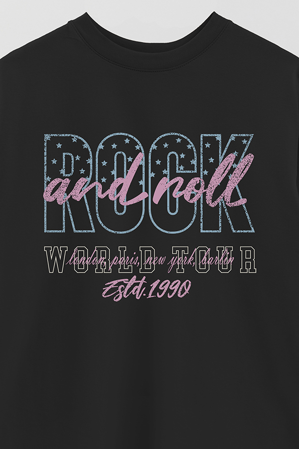 REMERA OVER ESTAMPADA ROCK N ROLL 3
