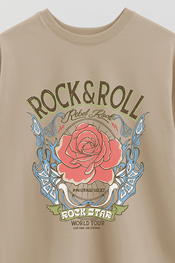 REMERA OVER ESTAMPADA ROCK N ROLL 2