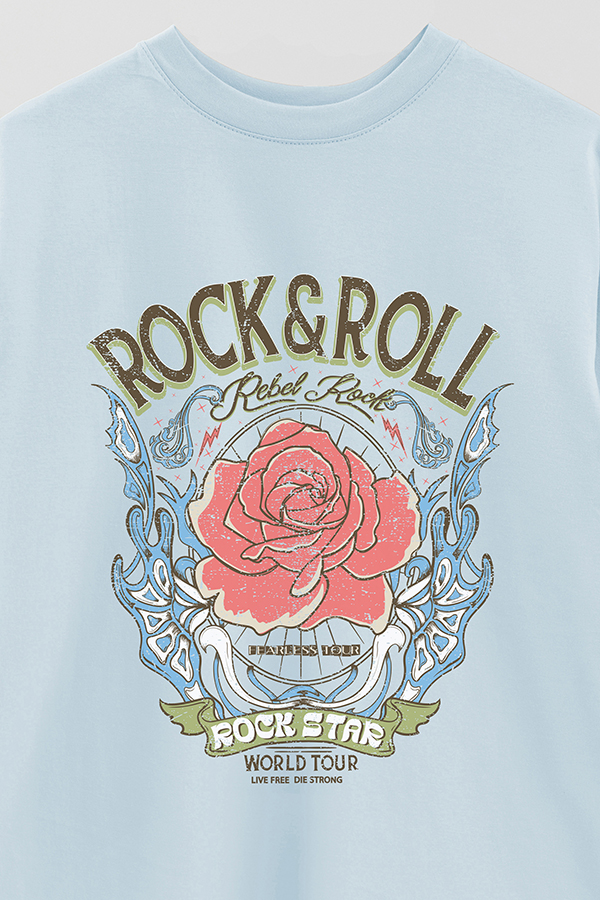 REMERA OVER ESTAMPADA ROCK N ROLL 2