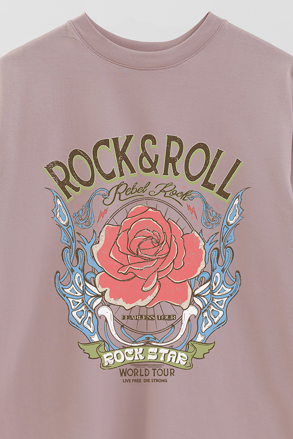 REMERA OVER ESTAMPADA ROCK N ROLL 2