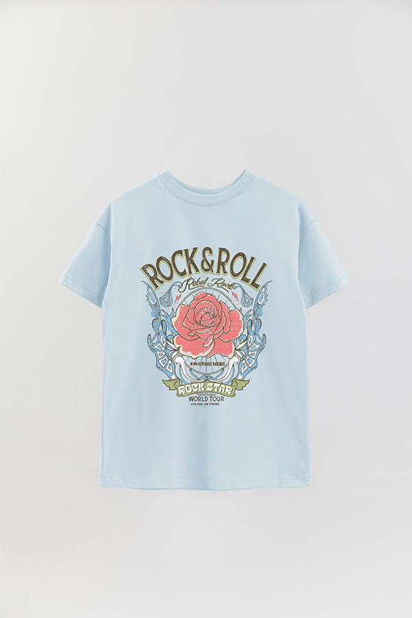 REMERA OVER ESTAMPADA ROCK N ROLL 2