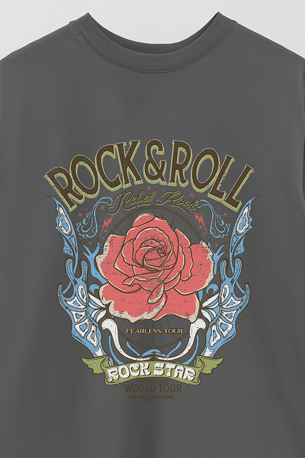 REMERA OVER ESTAMPADA ROCK N ROLL 2