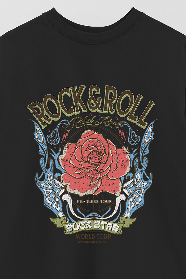 REMERA OVER ESTAMPADA ROCK N ROLL 2