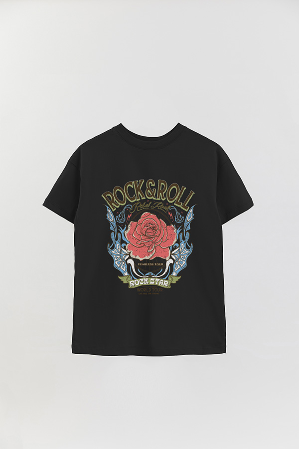 REMERA OVER ESTAMPADA ROCK N ROLL 2