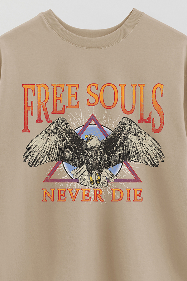 REMERA OVER ESTAMPADA FREE SOULS