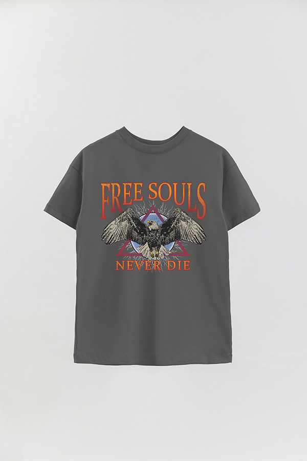 REMERA OVER ESTAMPADA FREE SOULS