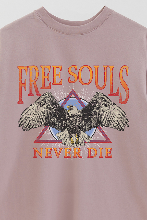 REMERA OVER ESTAMPADA FREE SOULS
