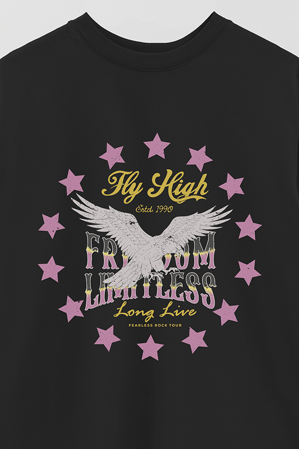REMERA OVER ESTAMPADA FLY HIGH