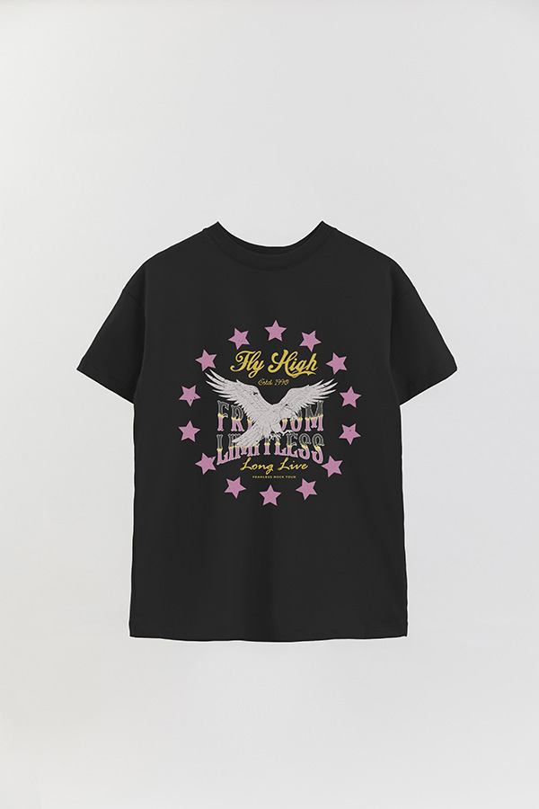 REMERA OVER ESTAMPADA FLY HIGH