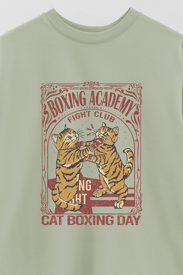 REMERA OVER ESTAMPADA CAT BOXING