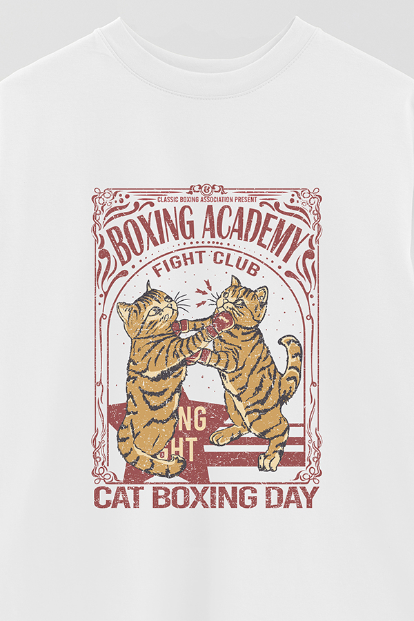REMERA OVER ESTAMPADA CAT BOXING