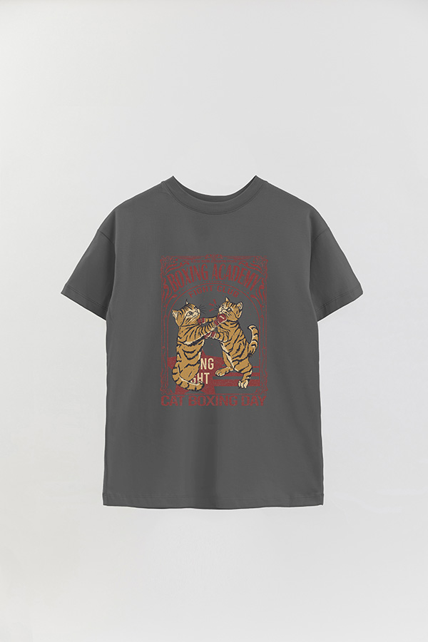 REMERA OVER ESTAMPADA CAT BOXING