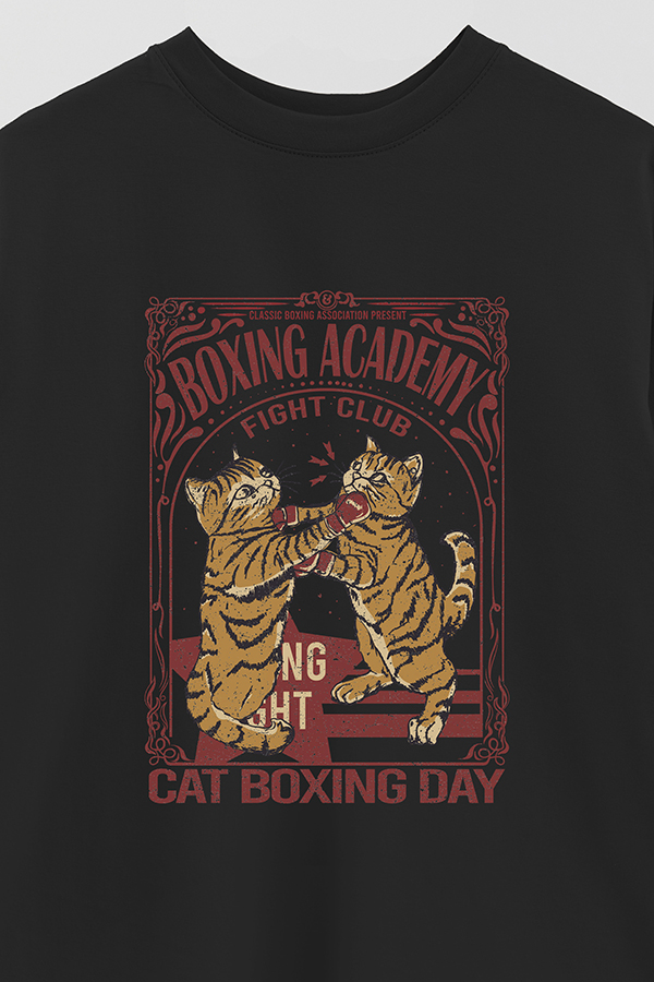 REMERA OVER ESTAMPADA CAT BOXING