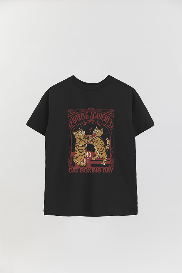 REMERA OVER ESTAMPADA CAT BOXING