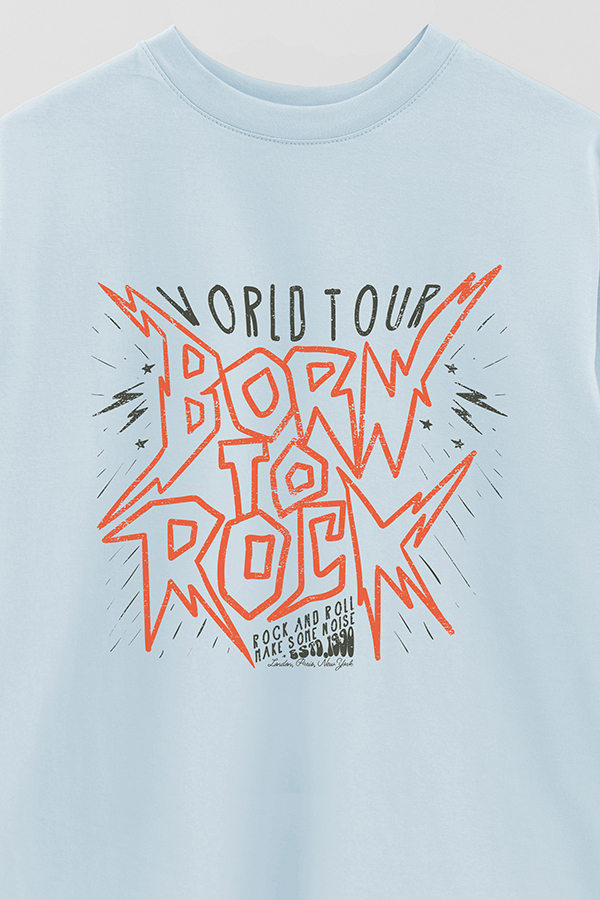 REMERA OVER ESTAMPADA BORN TO ROCK