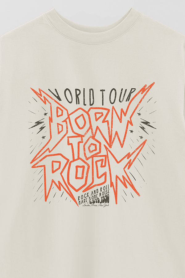 REMERA OVER ESTAMPADA BORN TO ROCK