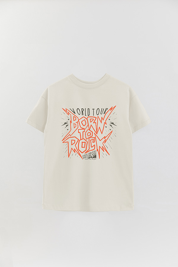 REMERA OVER ESTAMPADA BORN TO ROCK