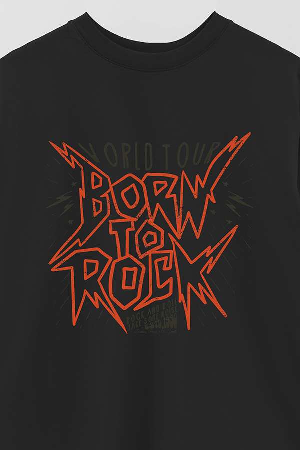REMERA OVER ESTAMPADA BORN TO ROCK