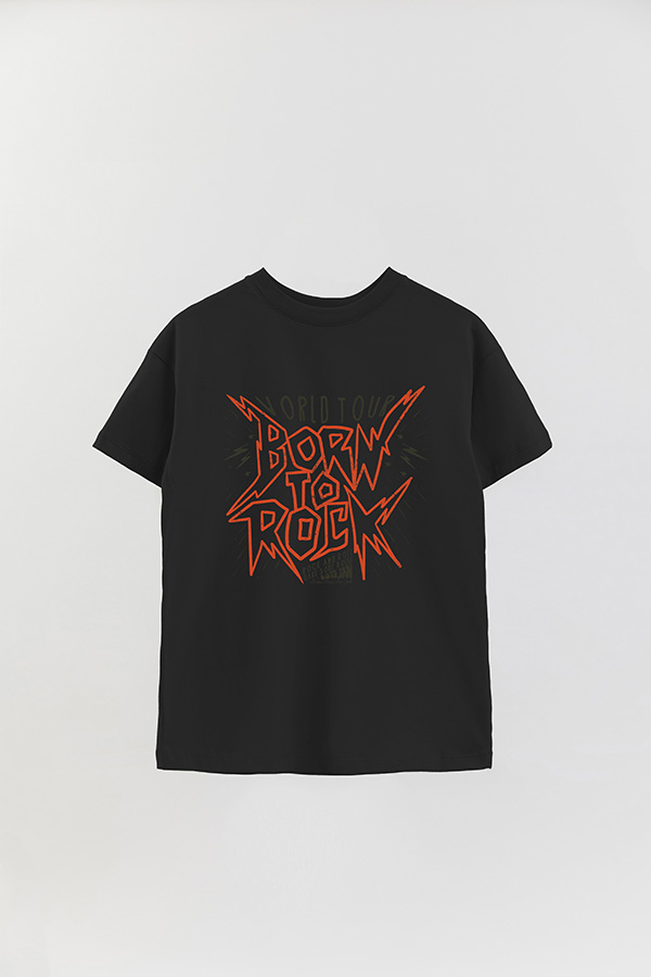 REMERA OVER ESTAMPADA BORN TO ROCK
