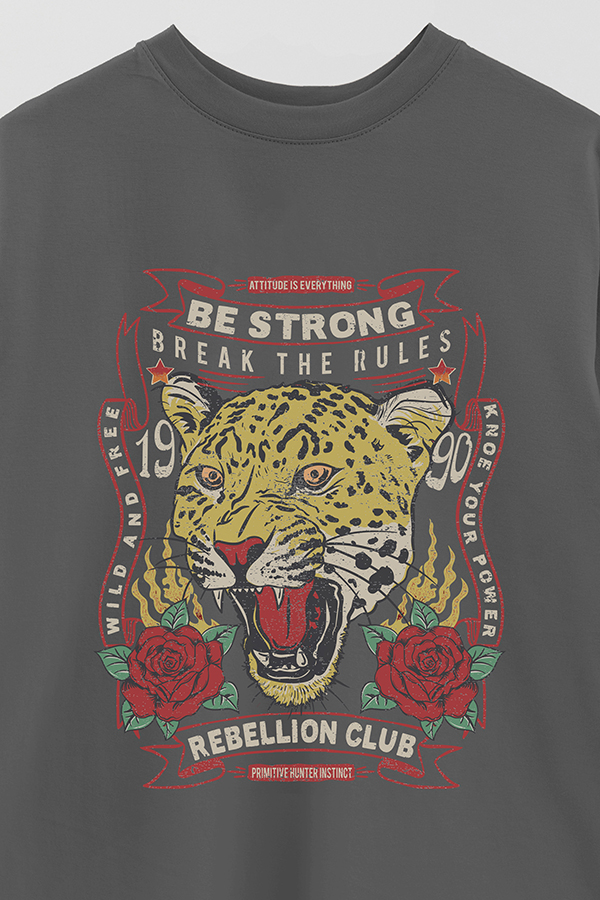 REMERA OVER ESTAMPADA BE STRONG