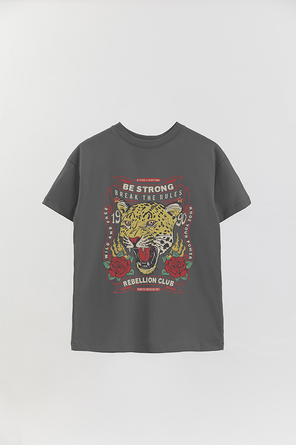 REMERA OVER ESTAMPADA BE STRONG