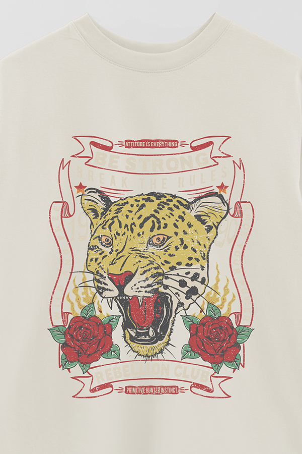 REMERA OVER ESTAMPADA BE STRONG