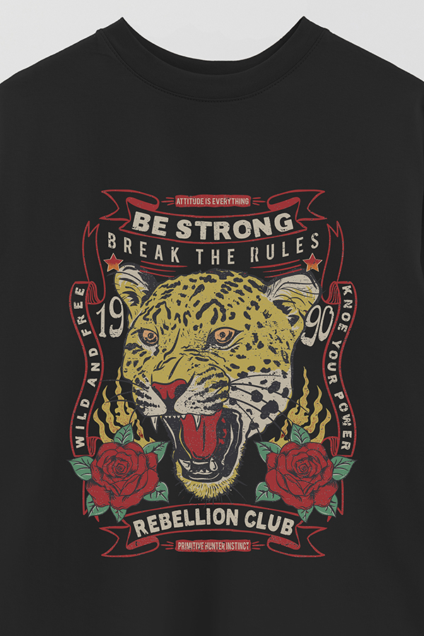 REMERA OVER ESTAMPADA BE STRONG