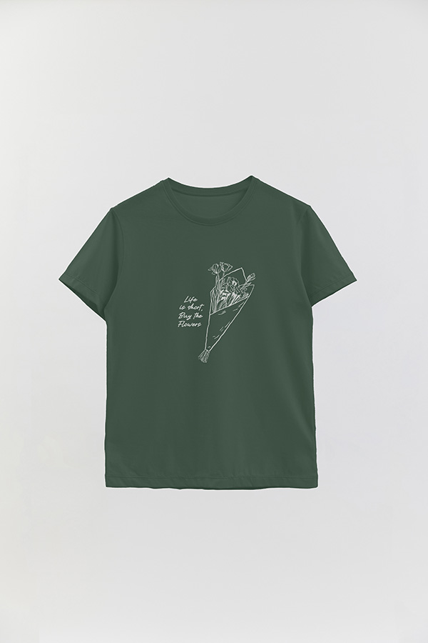 REMERA BASICA ESTAMPADA HD BUY THE FLOWERS