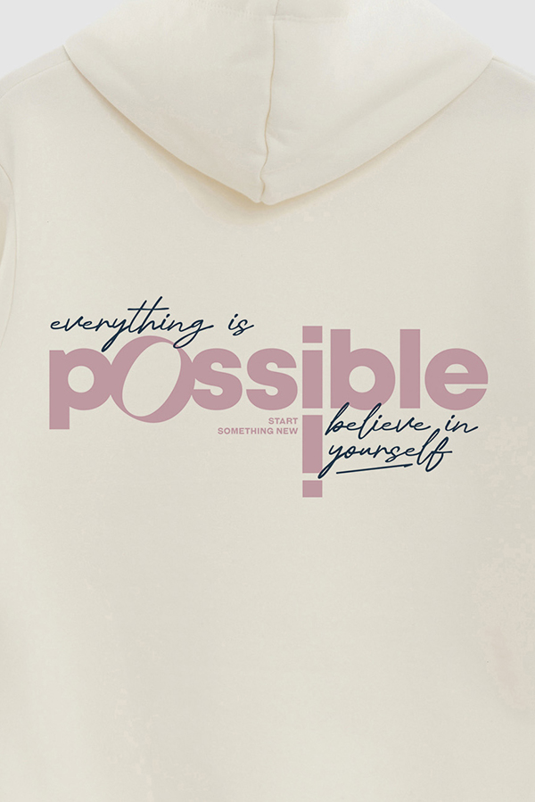 BUZO HOODIE ESTAMPADO EVERYTHING IS POSSIBLE