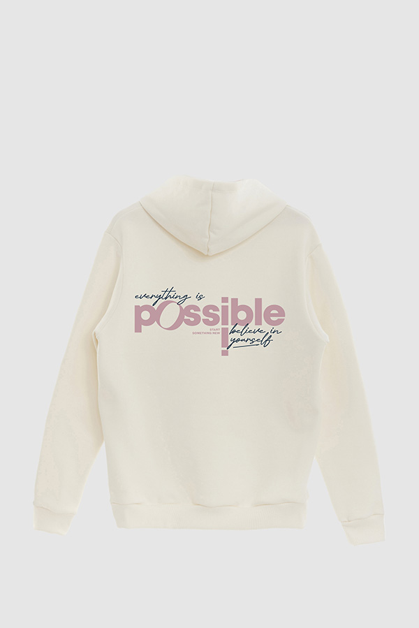 BUZO HOODIE ESTAMPADO EVERYTHING IS POSSIBLE