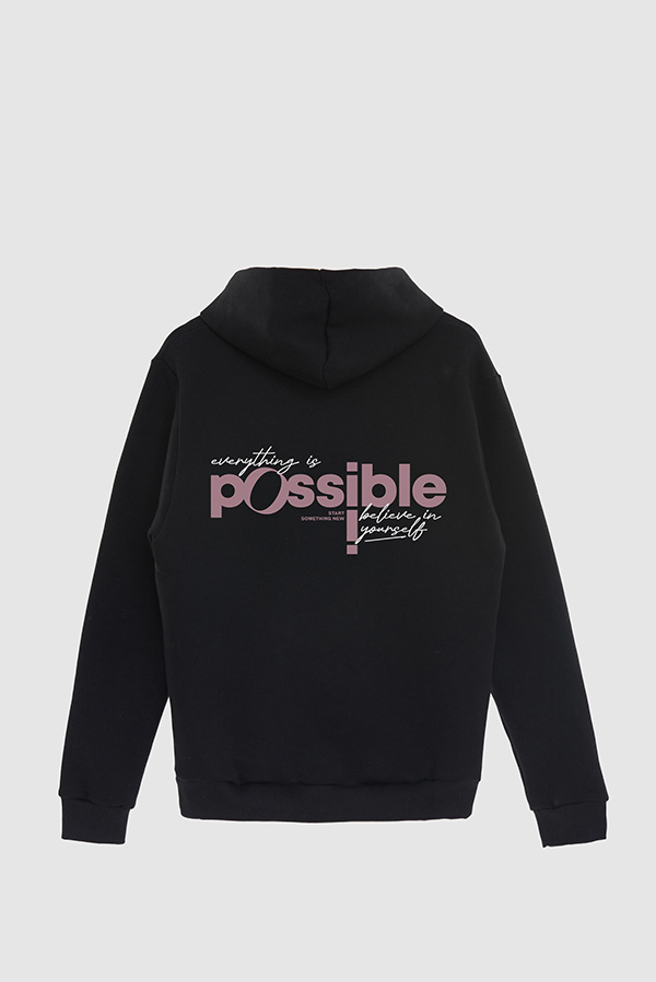 BUZO HOODIE ESTAMPADO EVERYTHING IS POSSIBLE