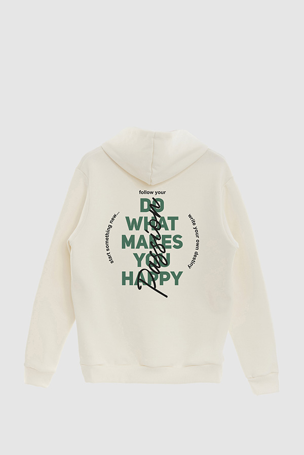 BUZO HOODIE ESTAMPADO DO WHAT MAKES YOU HAPPY