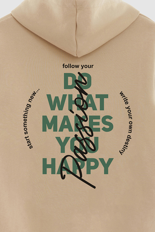 BUZO HOODIE ESTAMPADO DO WHAT MAKES YOU HAPPY