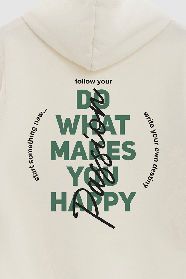 BUZO HOODIE ESTAMPADO DO WHAT MAKES YOU HAPPY