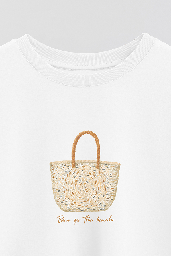 REMERA CROP ESTAMPADA COASTAL BORN FOR THE BEACH
