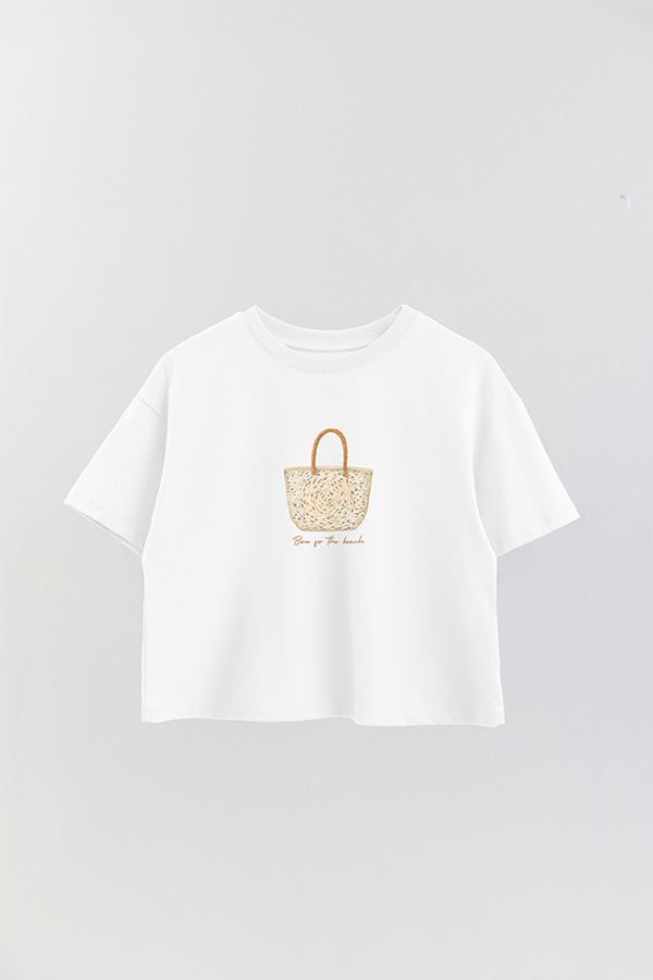 REMERA CROP ESTAMPADA COASTAL BORN FOR THE BEACH