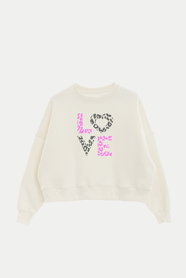 BUZO CROP ESTAMPADO ANIMAL PRINT LOVE