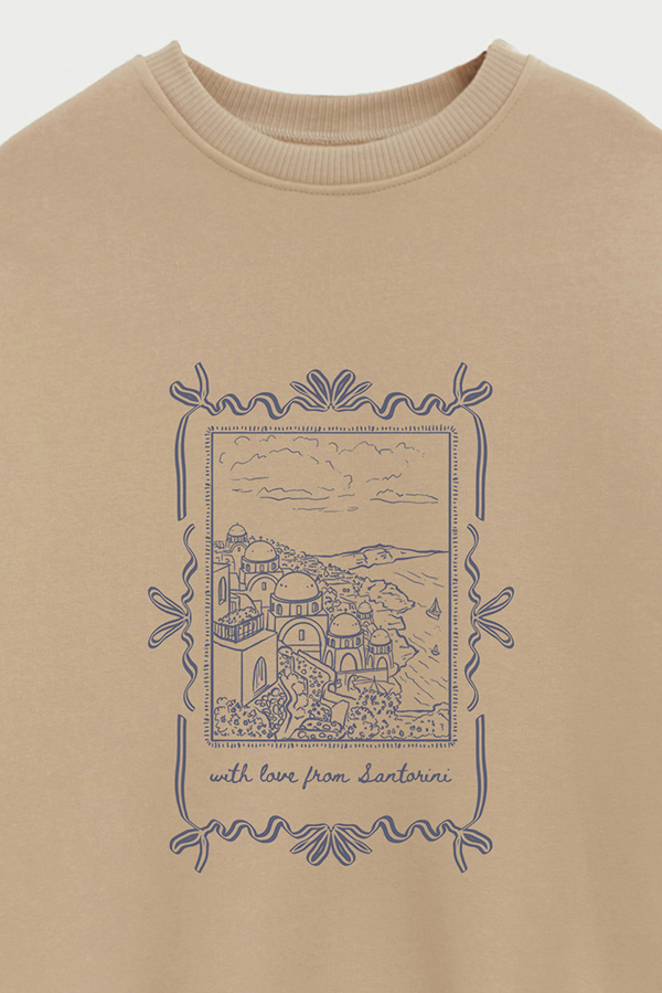 BUZO CREWNECK ESTAMPADO SKETCH SANTORINI