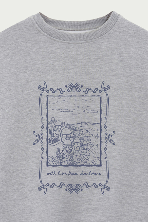 BUZO CREWNECK ESTAMPADO SKETCH SANTORINI