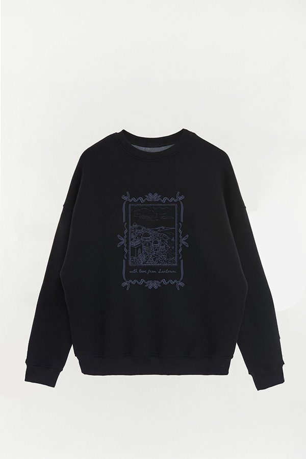 BUZO CREWNECK ESTAMPADO SKETCH SANTORINI