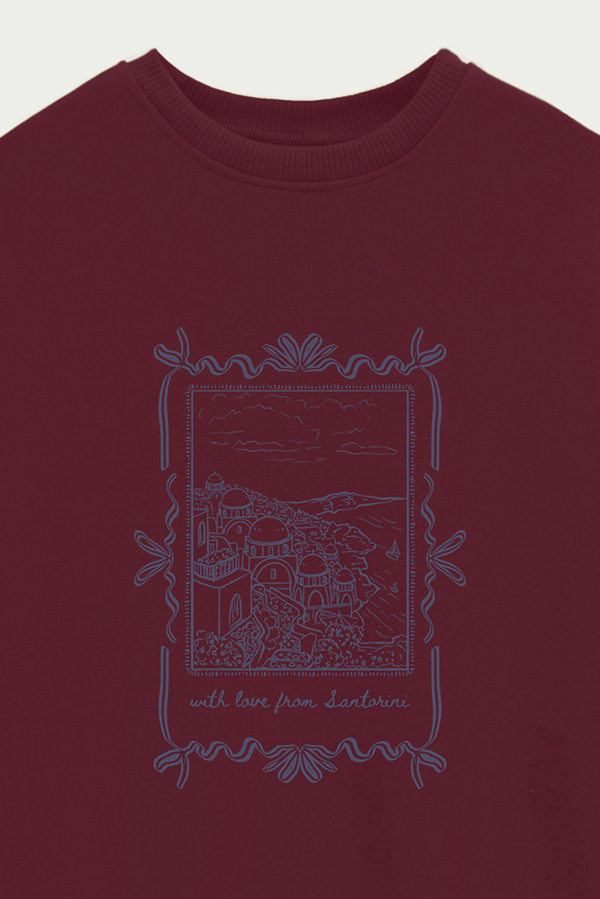 BUZO CREWNECK ESTAMPADO SKETCH SANTORINI
