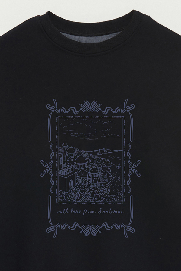 BUZO CREWNECK ESTAMPADO SKETCH SANTORINI