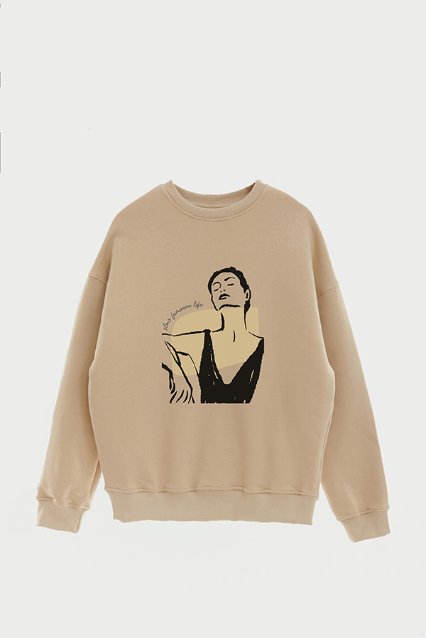 BUZO CREWNECK ESTAMPADO W SLOW FEMENINE