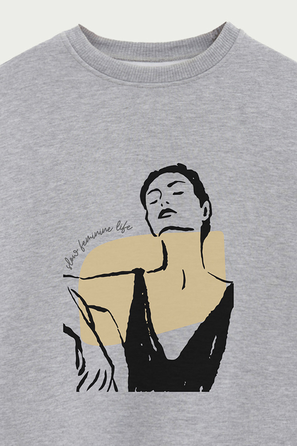 BUZO CREWNECK ESTAMPADO W SLOW FEMENINE