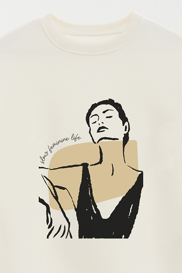 BUZO CREWNECK ESTAMPADO W SLOW FEMENINE