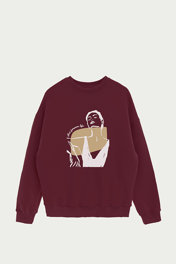 BUZO CREWNECK ESTAMPADO W SLOW FEMENINE