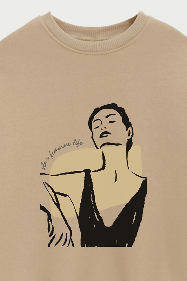 BUZO CREWNECK ESTAMPADO W SLOW FEMENINE
